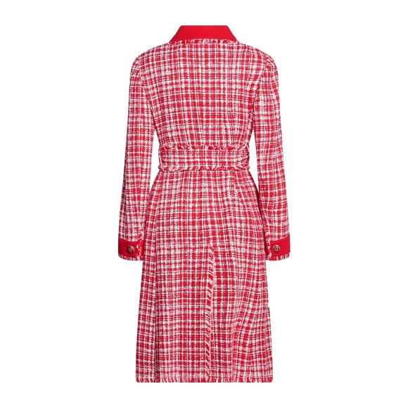 NWT Dolce & Gabbana Tweed Belted Coat Red White 42 / M - Picture 4 of 4